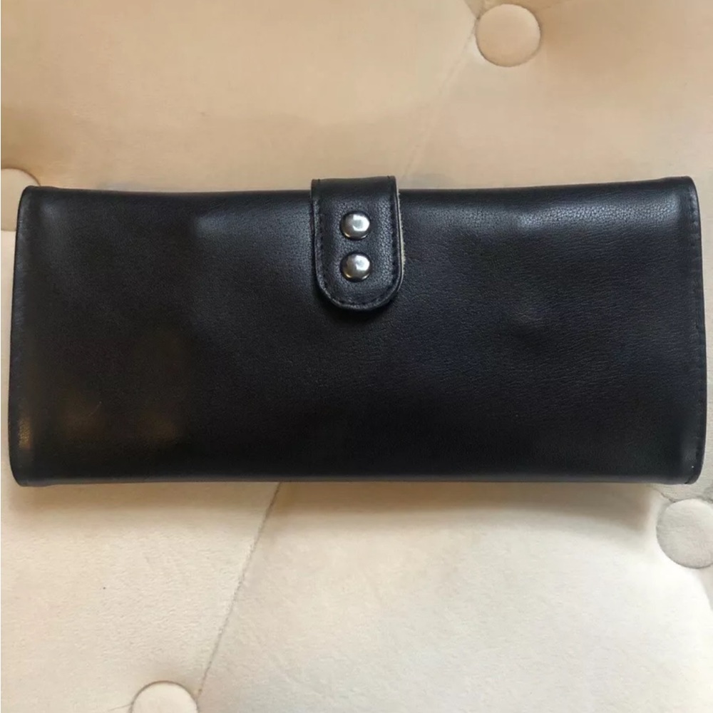 Leeman Travel Jewelry Roll Black Leather NWOT